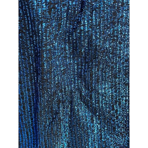 Cherry Hill Top Women M Blue Metallic Retro Glam Vegas Sheer Artsy Concert 80s - Picture 12 of 12